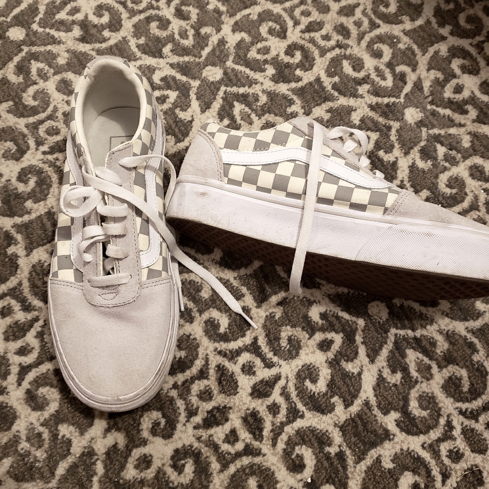 Grey & cream platform Vans